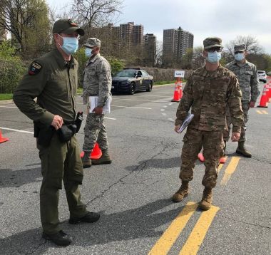 dmdefed's tweet photo. Forest Ranger Ian Kerr pictured here at COVID-19 testing site in The Bronx.  PBA of NYS members are on the front lines helping to stop this pandemic.  We need the U.S. Senate to stop playing politics and support first responders. Get stimulus $$ to NY! @NYGovCuomo .@senatemajldr https://t.co/fv77omyKBR