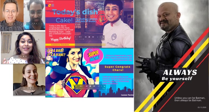 vedavyasa's tweet image. Today's happy hour session WFH in @Wipro . for our team celebrating 3 Birthdays- on 8, 9, 10 of May !  Happy Birthday  Pratiyaksh Singh, Charu Pandey and to me :). Thanks to @BajajRashi  for driving this &amp;amp; Cassiane. Was good to see Roberto,Catia, Diana,Gui, #wfhlife #teamspirits