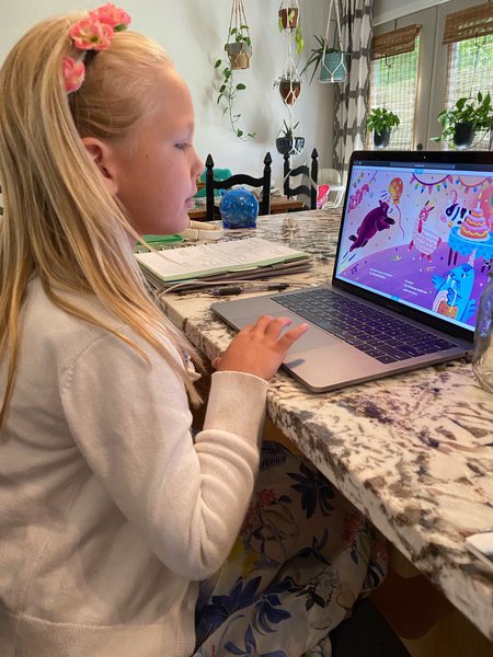 JDFrank81's tweet photo. So proud of Lennox, she selected her own story to read to the class during our Google Meet. She has developed into such a fluent reader. The children are taking ownership in our class meeting & becoming amazing leaders. @st_mattelem #SME1920 https://t.co/CkHeP11gT5