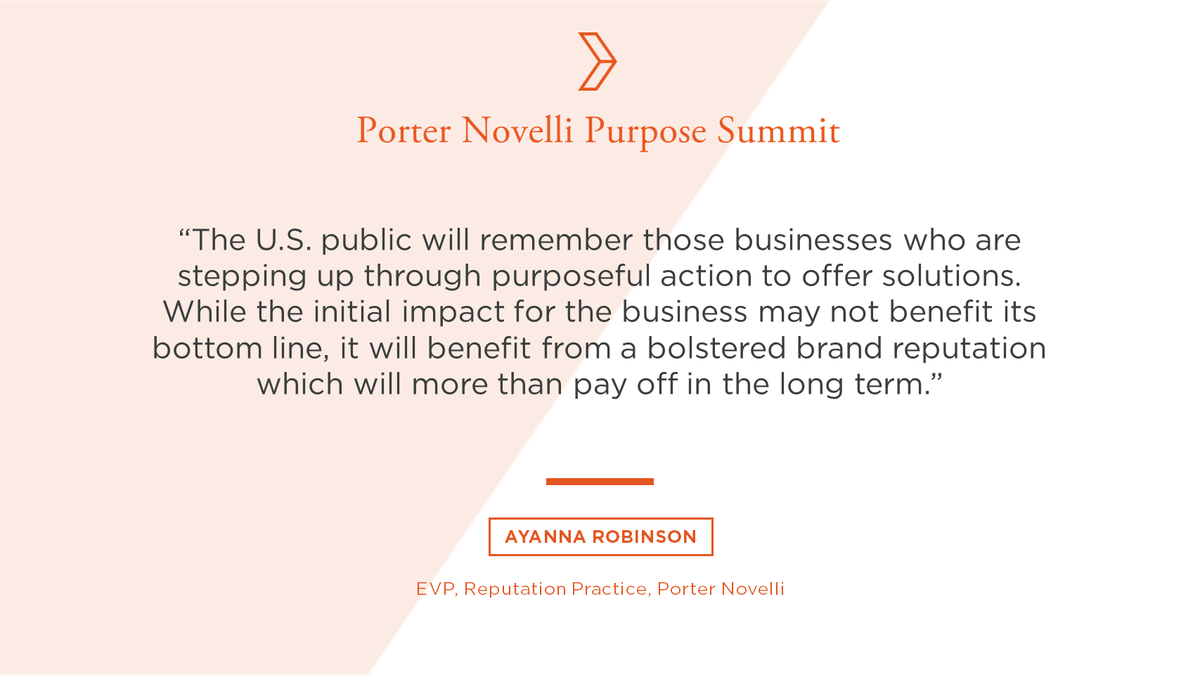 porternovelliNA's tweet photo. Wrapping up our #PNPurposeSummit with a final quote from Ayanna Robinson, EVP, Reputation at Porter Novelli.

Thank you to all who attended, and we look forward to hosting you again soon. https://t.co/nZjoBk2jJq
