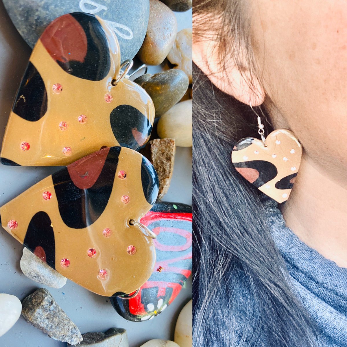 Leopard print crystal set heart earrings..... yessss! #fridaymorning #FridayMotivation #leopard #crystal