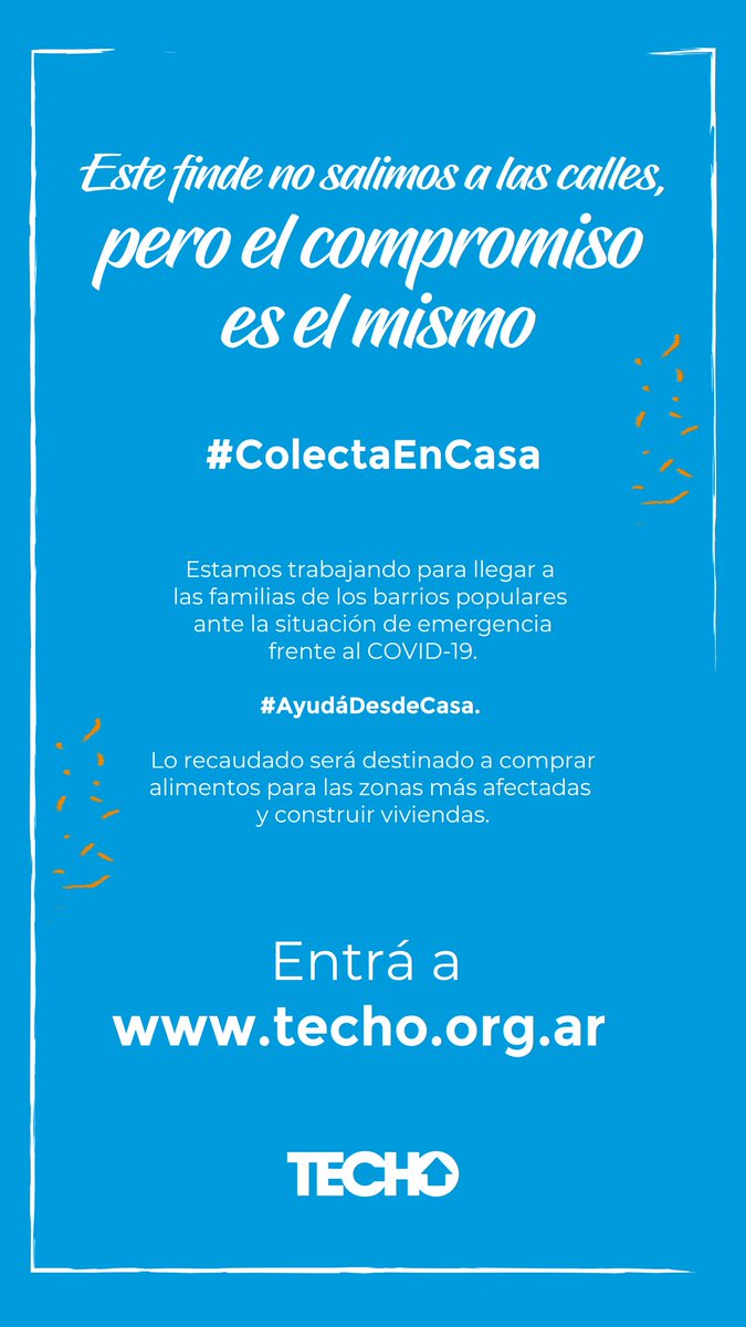 ferrariofrancis's tweet photo. Si no existiera una pandemia global, hoy estariamos de #ColectaTECHO en las calles. Como hay una pandemia y tambien hay 4.400 barrios populares en Argentina estamos con #ColectaEnCasa 

Entra a https://t.co/mAMnBZWU4b y DONA porque la emergencia está y va a seguir estando. https://t.co/4ULzC1aZtI
