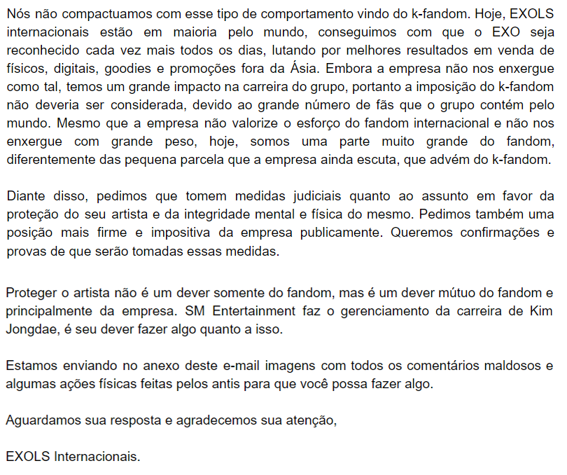EXOPROTECTSQD's tweet photo. Para que vocês saibam qual conteúdo enviaremos para a SM, aqui está o texto do email que será enviado para protect@smtown.com no dia 11 de Maio. 

Em breve disponibilizaremos em pdf para vocês copiarem e enviá-los. https://t.co/nIXyIxljKE