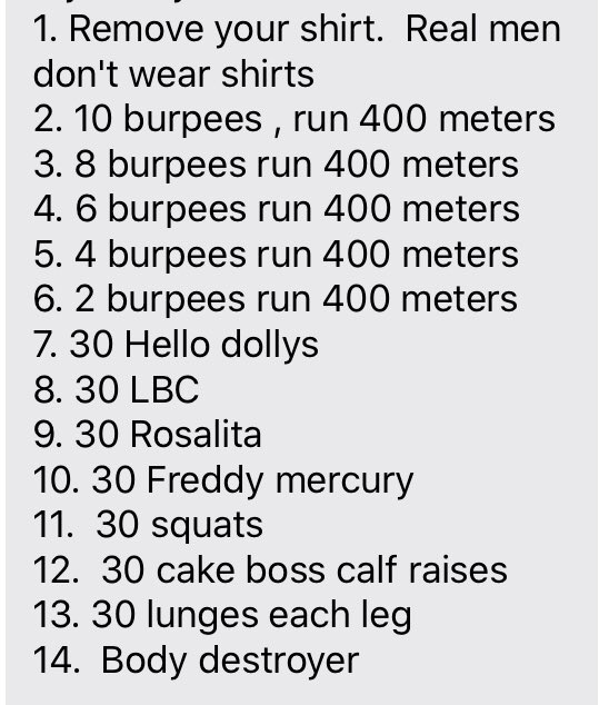 <a href="/F3Alcatraz/">F3 Alcatraz</a> <a href="/F3theFort/">F3 The Fort</a> tomorrow <a href="/mnestelf3/">Change Order</a> and <a href="/SenTressel_F3/">Frank Cicciarello</a> guide you through the last virtual WO 👇👇Next week we officially open! Qs are set for next week and it will be epic in terms of pain and mumble chatter!! #BAOPS #rt