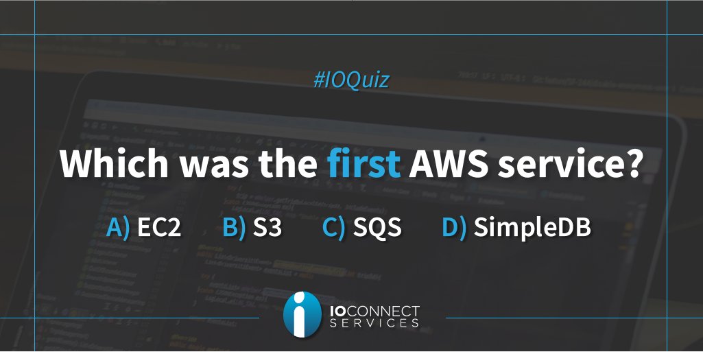 novacloud_io's tweet photo. Cloud lovers, you cannot miss this quiz. Which was the first #AWS service? Quote this tweet with your answer (Virtual cookies for the winners!). #IOQuiz #IOConnect @awscloud https://t.co/m1veTz1k9C