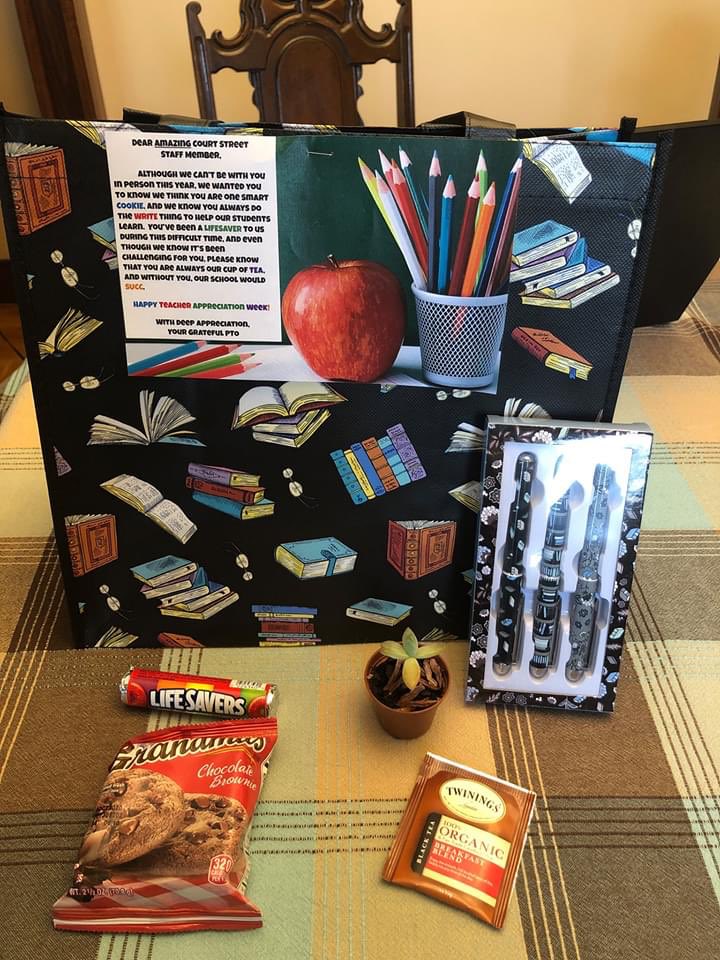 CourtStSchool's tweet photo. Imagine our surprise when all Court St faculty &amp; staff received a special gift on our front porches (or lawns) for educator appreciation! Our PTO is the best❣️Thank you!Thank you! Thank you! ❤️ https://t.co/QsBs3mORB8