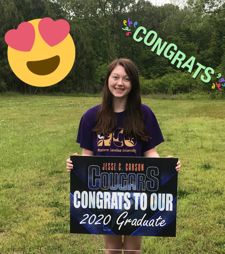 So proud of this girl!! It was such a nice surprise to have my brother, <a href="/jcalexander23/">JC</a> deliver her sign. Thank you <a href="/JCHSCougars/">Jesse C. Carson High School</a>
