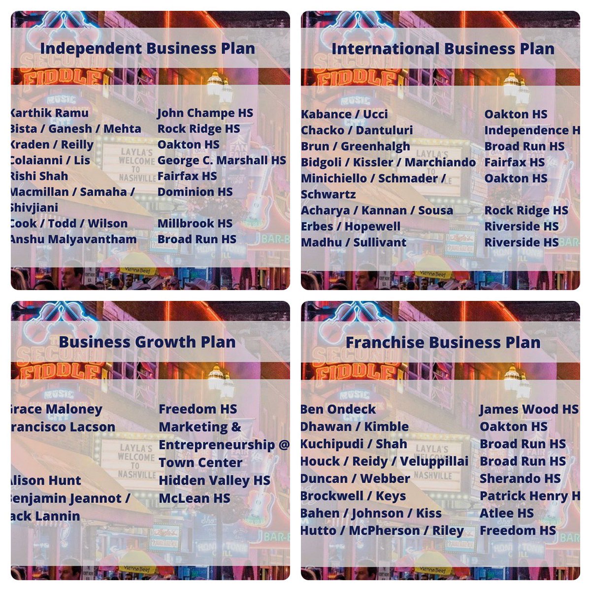 VirginiaDECA's tweet photo. Happy #FinalistFriday Virginia DECA!! Today we are honoring some of our finalists in project events! CONGRATULATIONS to these finalists!🥳🔷 #VADECAvision https://t.co/5SOS2VhkH0