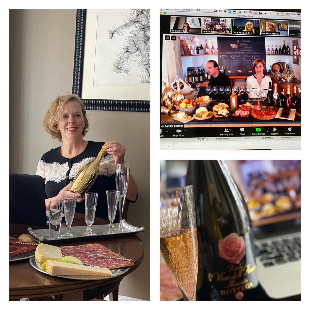 What an amazing virtual tasting and food pairing experience today with Sandro of @BottegaSpa 
#virtualhappyhour
#virtualwinetasting
#virtualcheers
#winetasting
#sparklingwine
#Italiansparklingwine
#happyhour
#winelovers
#winecommunity
#socialdistancing
#instawine
#winejournalist