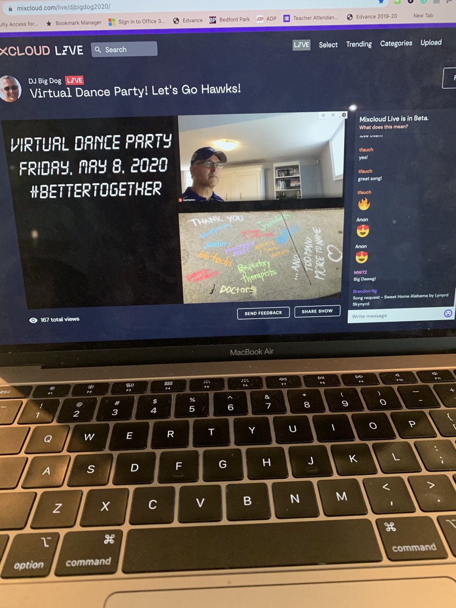 HTS virtual Dance party! dj big dog you rock!!!! We are at 168 of us!