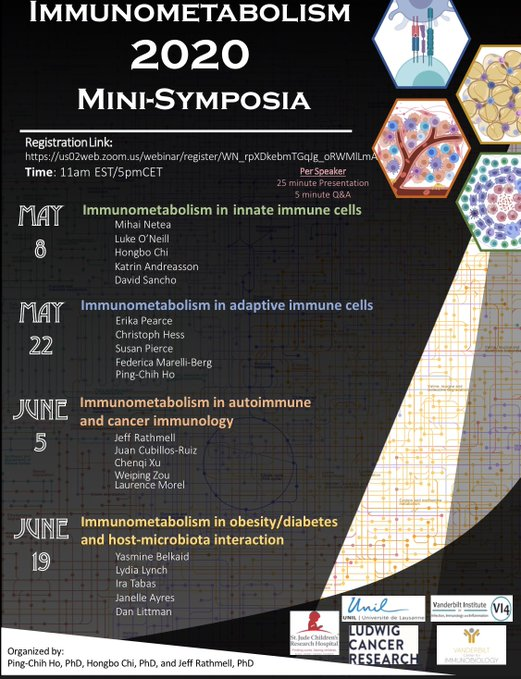 Ivashkivlab_HSS (@ivashkivlab) on Twitter photo We really enjoyed today's Immunometabolism Mini Symposium on metabolism in innate immune cells! Looking forward to the next few lectures!
<a href="/ImmunoMet/">Immunometabolism Network</a> #immunology #macrophages #innateimmunity We really enjoyed today's Immunometabolism Mini Symposium on metabolism in innate immune cells! Looking forward to the next few lectures!
<a href="/ImmunoMet/">Immunometabolism Network</a> #immunology #macrophages #innateimmunity