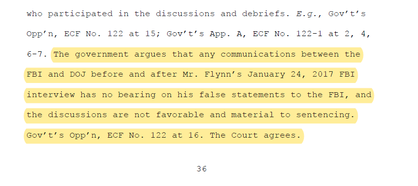 Relying on Van Grack’s claims - Judge Sullivan wrongly held that FBI and DOJ communications “are not favorable and material to sentencing.”New evidence shows that the FBI/DOJ conspired to use the Logan Act against Flynn.The evidence is material and favorable.