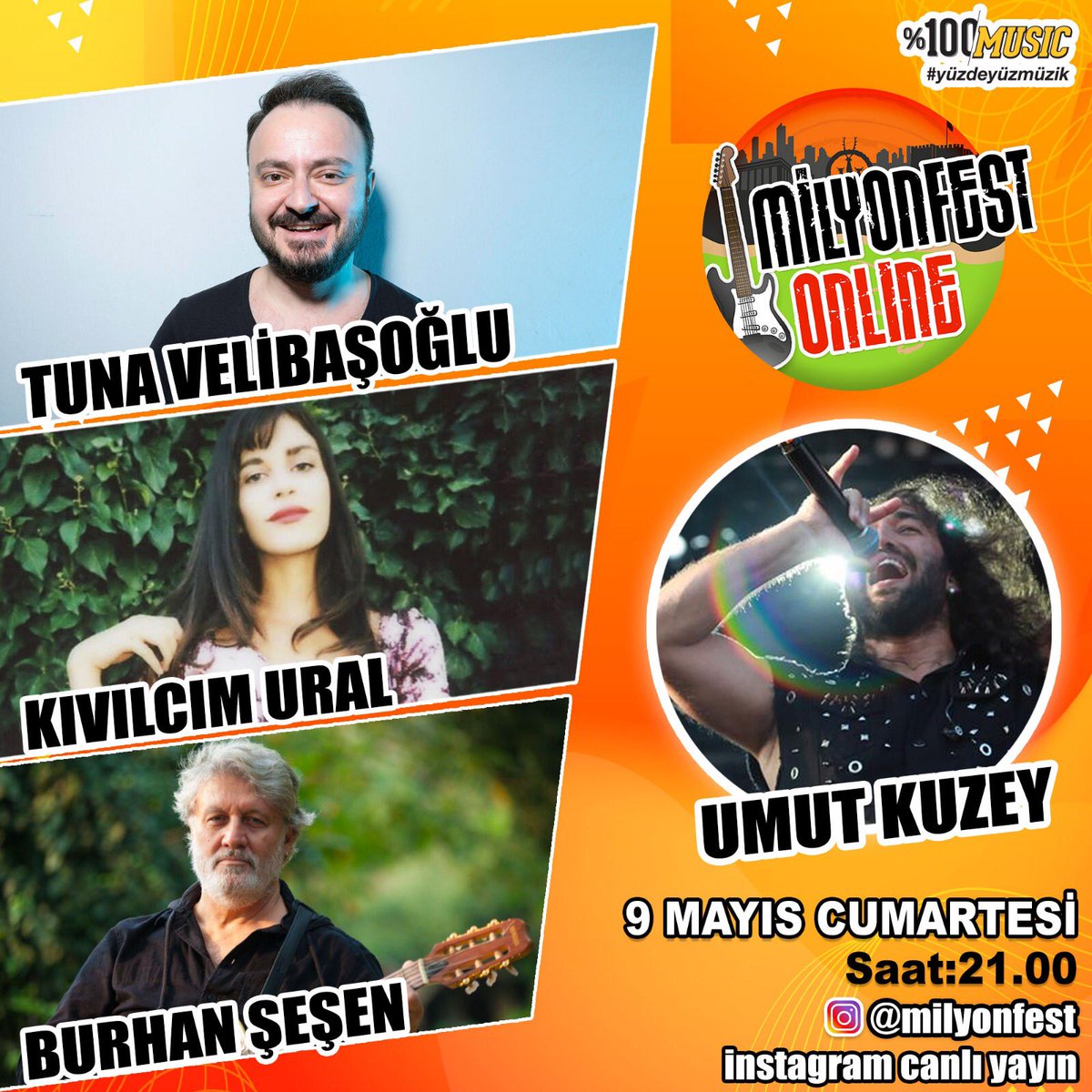 Milyonfest ONLINE’da YARIN Akşam⚡️<a href="/umutkuzey/">Umut Kuzey</a> 'e canlı yayında <a href="/tunavelibasoglu/">Tuna Velibaşoğlu</a>, KIVILCIM URAL ve <a href="/burhansesen/">Burhan Şeşen</a> konuk olacak. ⏰ #YARIN 21:00’da görüşmek üzere!

Kimler bizimle? 🤚🏻MİLYONFEST ONLINE mıyız?

#evdekal #güzelgünleriçin #milyonfest #tertemizfestival #yüzdeyüzmüzik