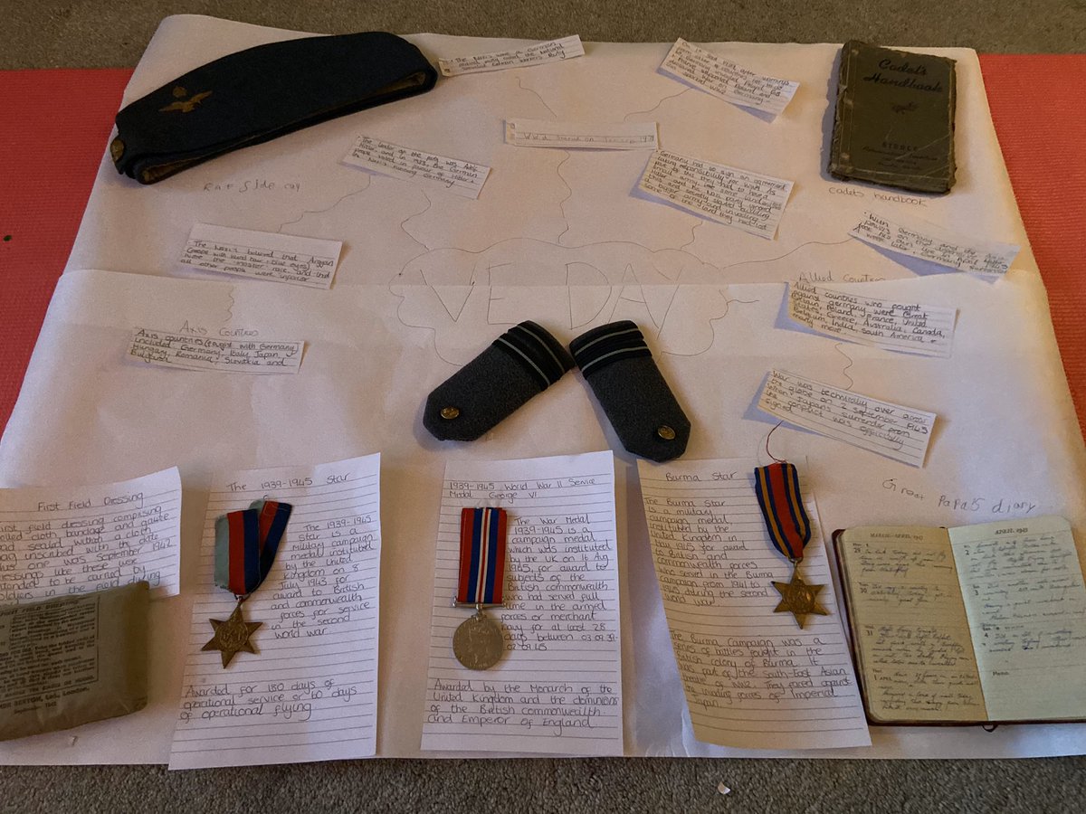 AnneC4's tweet photo. @p2_nethermains @MrsC_NPS girl enjoyed learning about VE Day today and what times were like when their Great Papa was in the RAF. https://t.co/AIWtnzkDuA
