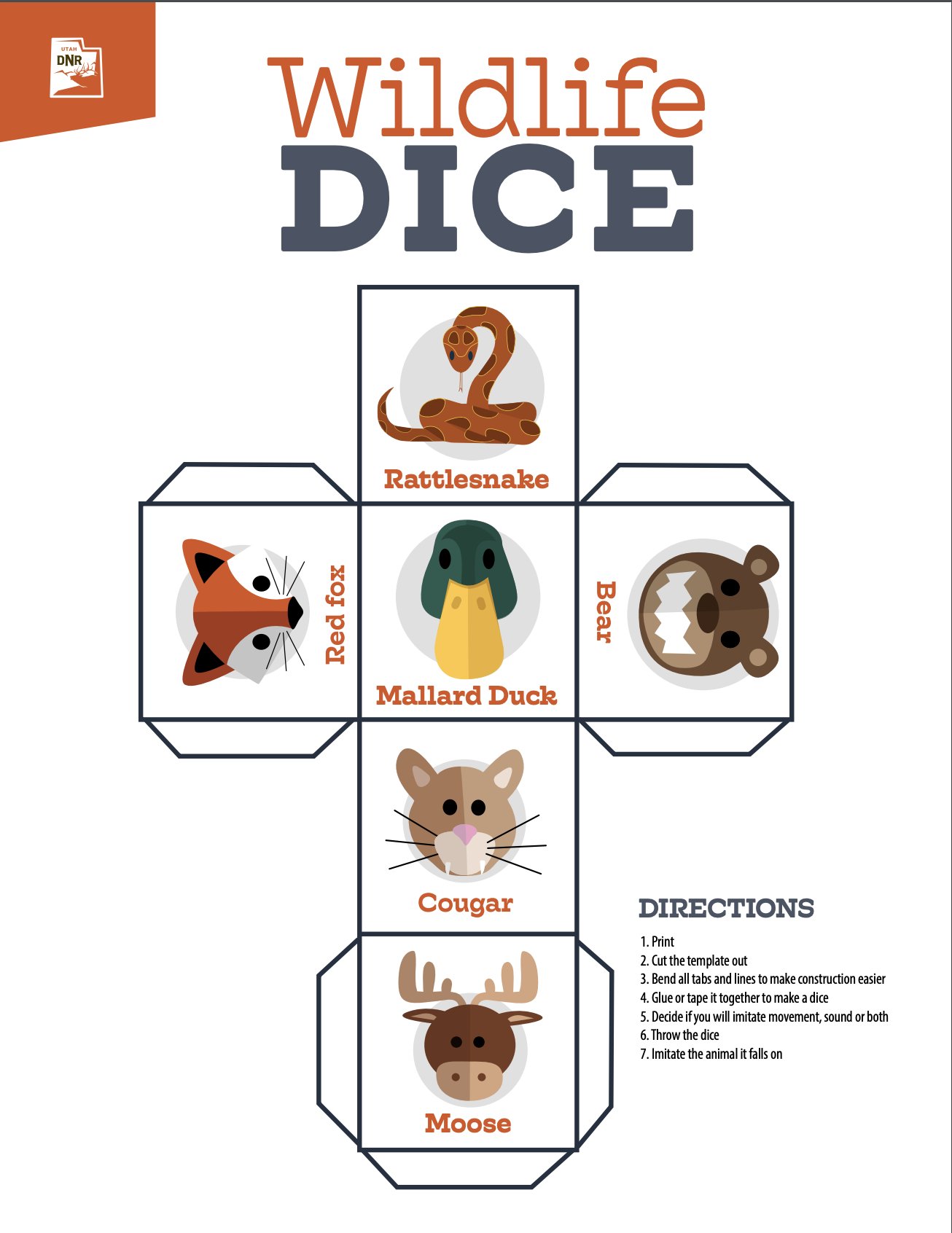 utahdwr sur twitter installment 4 of our wildindoors series for kids and adults create wildlife dice roll it and imitate the utah animal download printable https t co hwqmcpf43i https t co dhukbrxi1c twitter