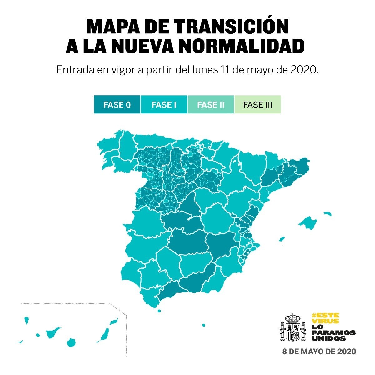 El próximo 11 de mayo, varios territorios de España pasan a la #Fase1, que permitirá la apertura de terrazas, locales comerciales de máximo 400m2, bibliotecas, museos y hoteles, entre otros. #EsteVirusLoParamosUnidos

Consulta el listado ⤵️
lamoncloa.gob.es/serviciosdepre… 
Y el mapa ⤵️