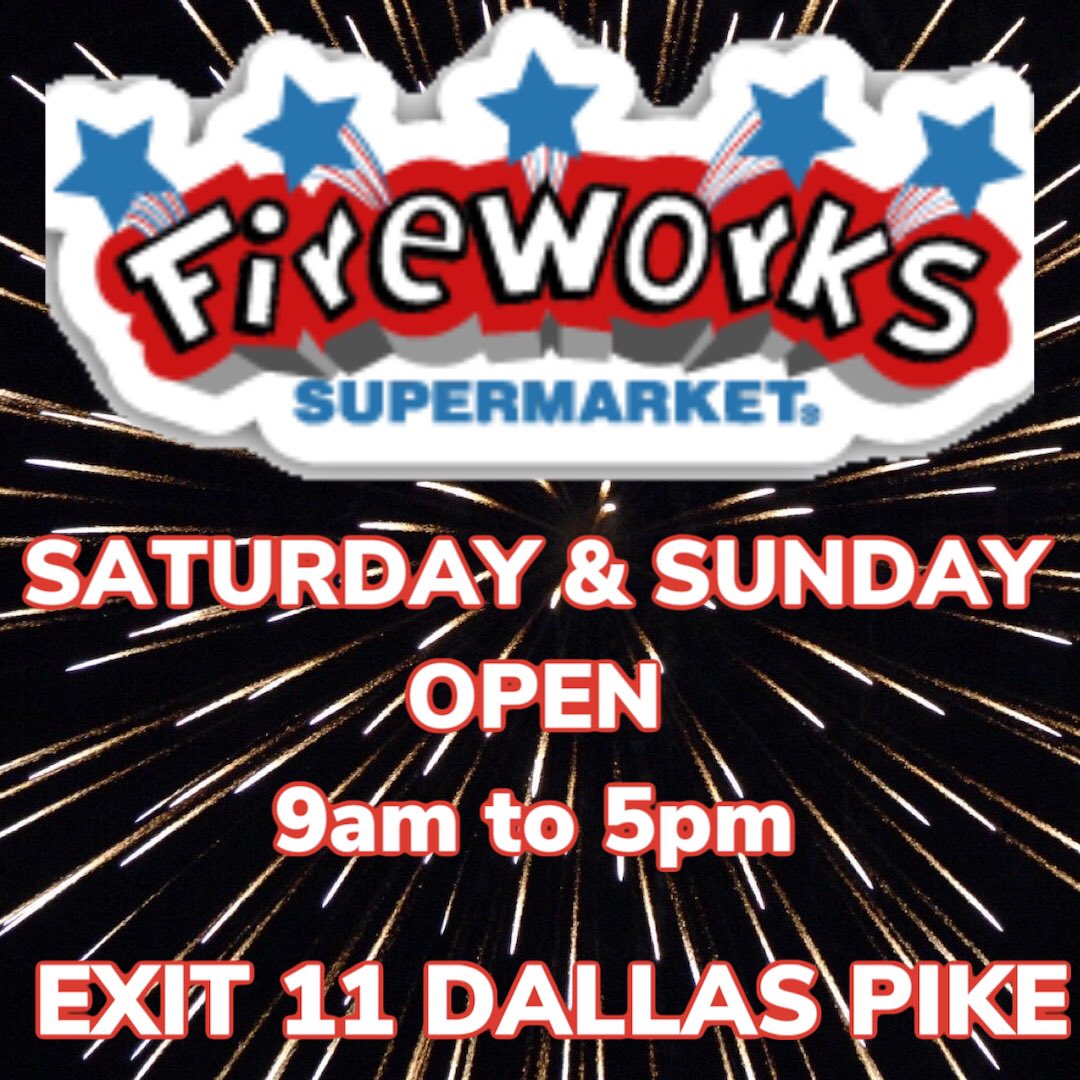 fireworks_v's tweet photo. Stop in and see us in Triadelphia! Open 9-5 this weekend! @fireworksoveramerica  @fireworkssupermarket #fireworks💥 #triadelphiawv #wheelingwv https://t.co/PpzvL6G1Ha