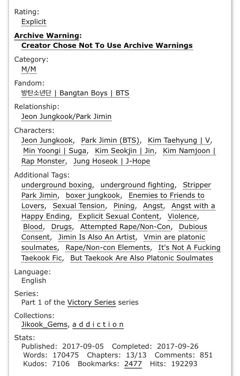 jikook- don’t expect fluff-jimin is a university student - jk is a boxer- taekook are platonic soulmates  https://archiveofourown.org/works/12009825/chapters/27177549