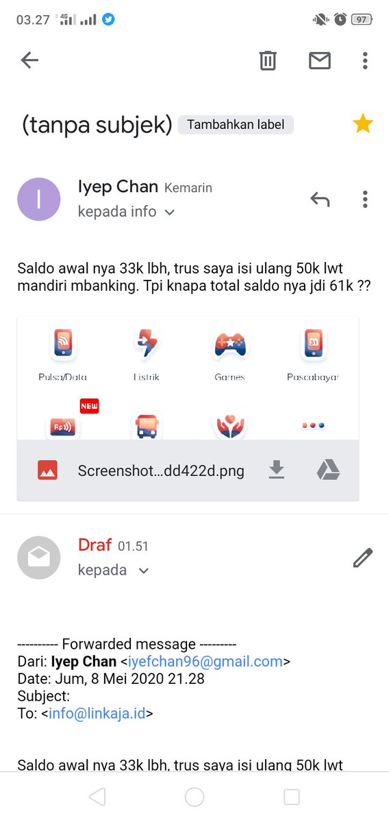 iyef_chan's tweet photo. @Telkomsel @linkaja @hnz89 https://t.co/l1LmYmGcEN