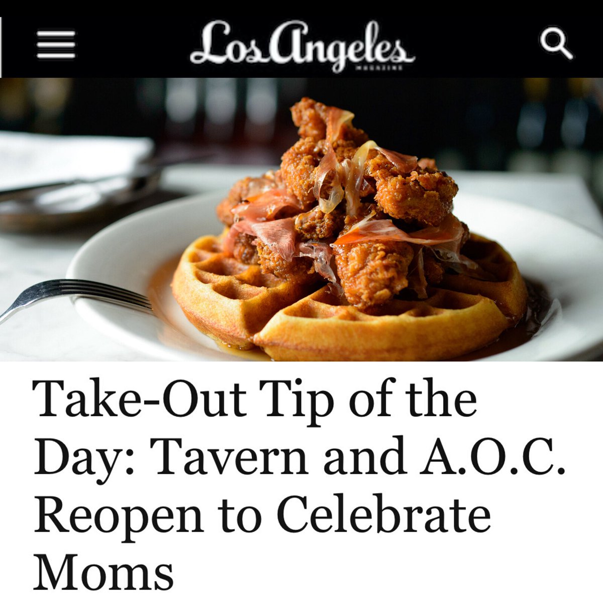 We just re-opened yesterday and already feeling the LOVE! Thank you <a href="/LAmag/">Los Angeles Magazine</a> and to everyone placing orders!! #tavern #aoc #weareback <a href="/LAMagFood/">Los Angeles Mag Food</a> <a href="/SuzanneGoin/">Suzanne Goin</a> <a href="/styneonwine/">Caroline Styne</a> tavernla.com