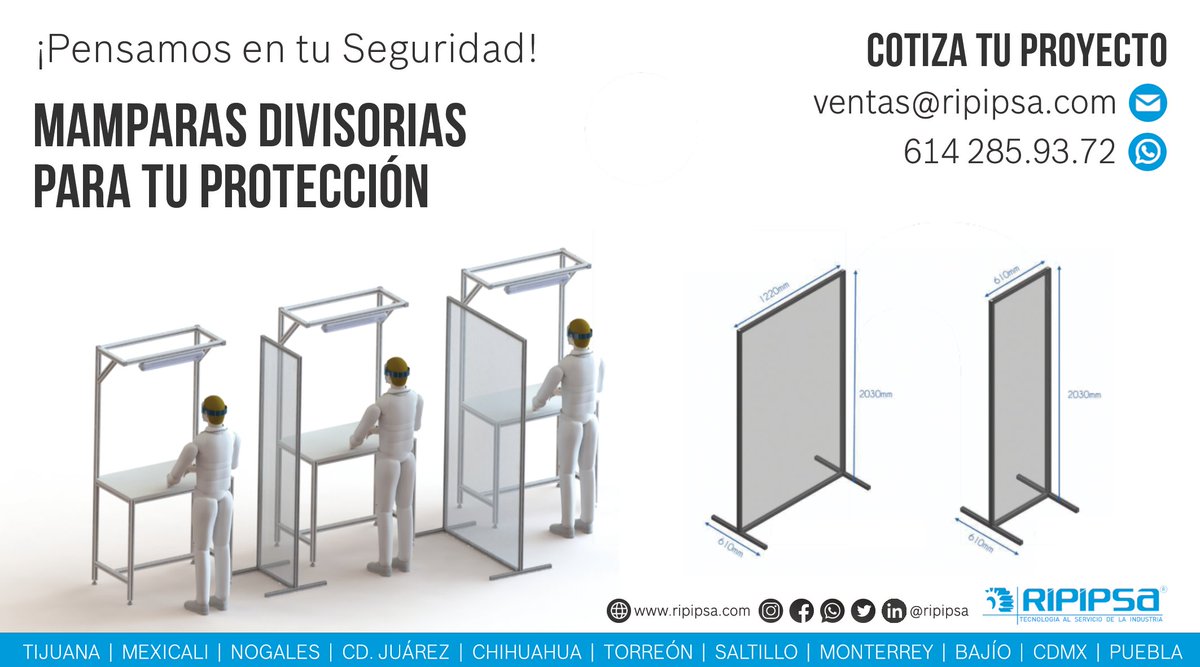 Ripipsa's tweet photo. 📢¡Vamos a volver con todo!
Mamparas y Guardas de protección para su protocolo de regreso a operaciones.👷♂️↔️↔️↔️👷♂️
¿Más información? Da click
⬇️Industria esencial⬇️
https://t.co/5I8U9dTgml
📧ventas@ripipsa.com
📲Whatsapp
https://t.co/svHygh3MAX
#RIPIPSA #SigamosAvanzando https://t.co/cXCcCgQ25c
