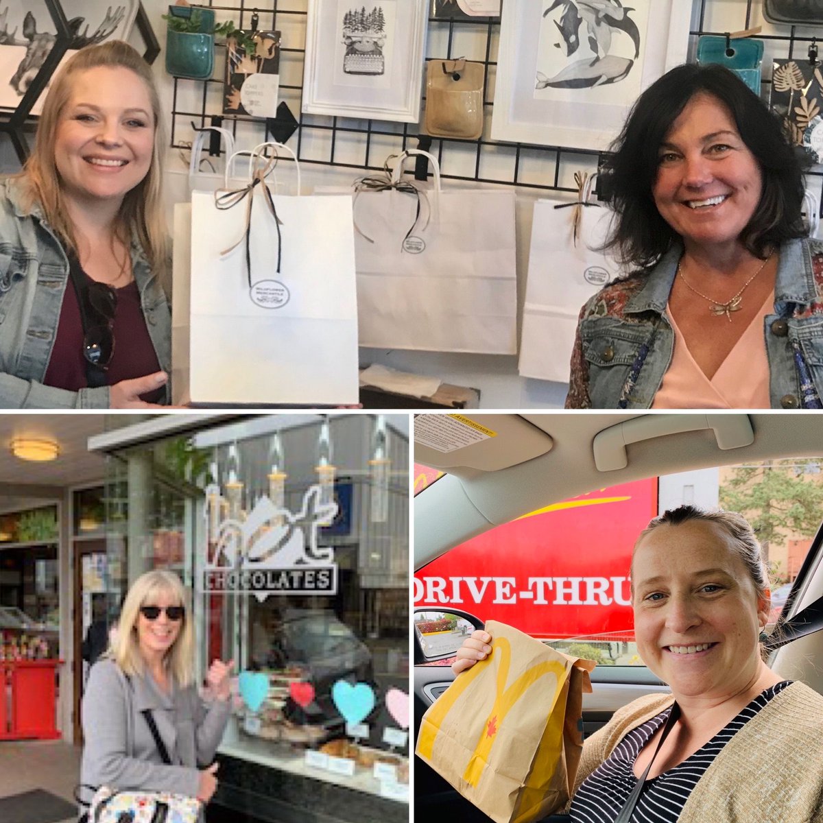 ComoxValleyCDA's tweet photo. In recognition of Comox Valley businesses' ongoing generosity, #CVCDAPayItForward is underway each Wednesday. This week the #CVCDATeam #SupportLocal at CV @McDonaldsCanada Wildflower Mercantile @White_Spot Hot Chocolates
#ComoxValley #ShopLocal #takeoutwednesday #CVCDA https://t.co/sZNebpWKIb