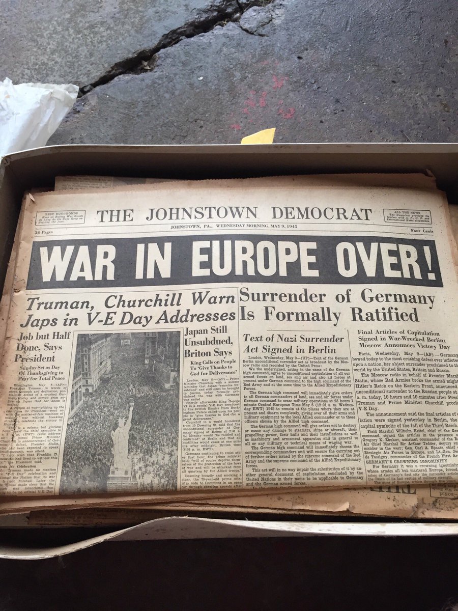 welcometoluke's tweet photo. Today is the 75th anniversary of V-E Day. Thankful for the sacrifice of so many in that time. We found these in a box in our attic when we moved into our house in 2015. https://t.co/TMjehXFNKV