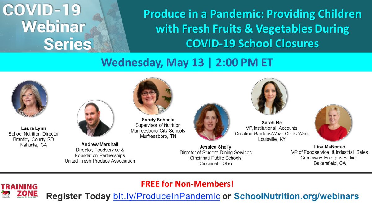 SchoolLunch's tweet photo. Join us on May 13 for our next #SNAWebinar as we highlight how several school nutrition programs are sourcing and serving fresh produce, during COVID19 closures. @UnitedFresh #GrowingUpFresh #UnitedFresh #WebinarWednesday https://t.co/RR0GF1xepg