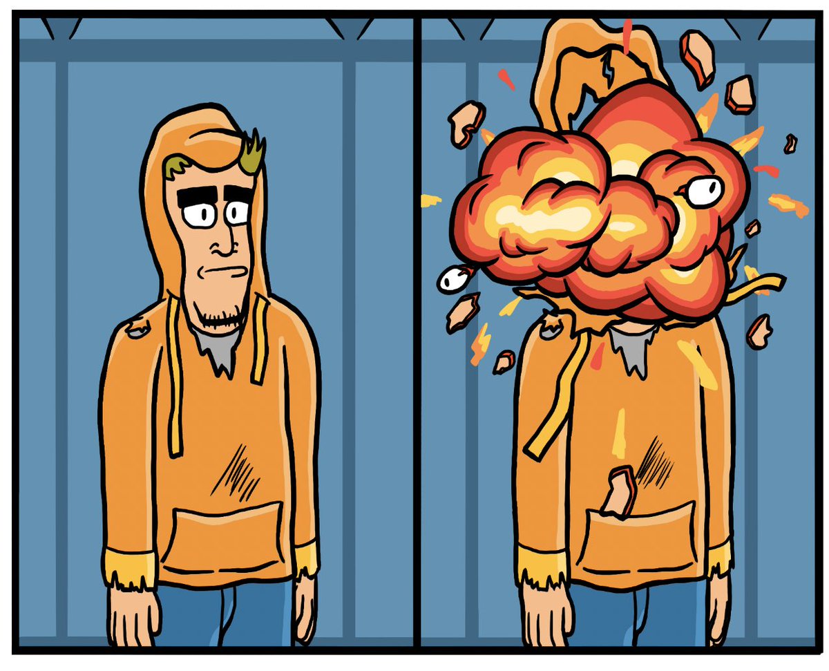 HeyMattVerde's tweet photo. Wait... is this canon?! Some #wip of the next Mello Crew page. I swear it’ll make sense. Probably.
.
#comics #comics #comicstrip #webcomic #webcomics #webcomicseries #comicstrips #mellocrew #ouch #explosion #headexplode #scanners #oof #ishegonnamakeit #awkward #boom #sports https://t.co/DXkL2PcCsh