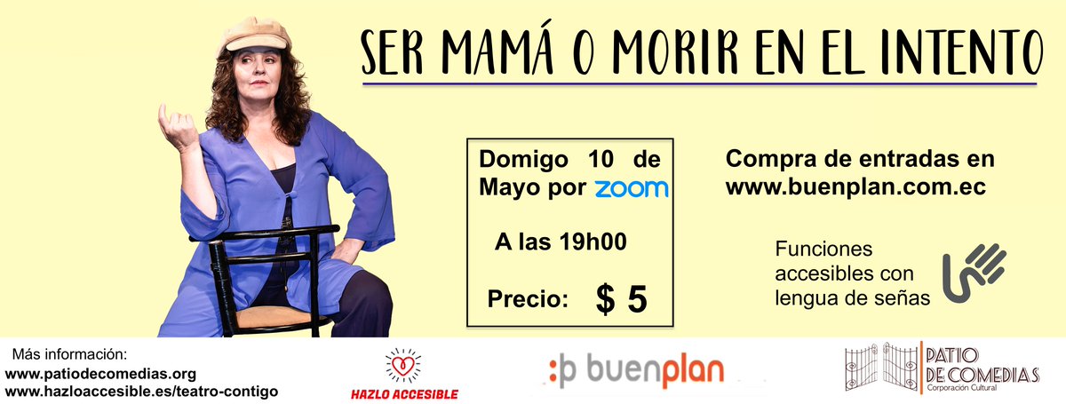 hazlo_accesible's tweet photo. Si eres #HOPAS y quieres regalar a tu madre un detalle muy especial, quizás una función de #TeatroContigo con #LSEC este domingo 10 de Mayo a las 19.00 sea una gran sorpresa. Desde #quito hasta cada rincón del mundo en #Covid19.
Por 5 doláres en https://t.co/VQ4eiCMkrd. https://t.co/TERvoTIu2i