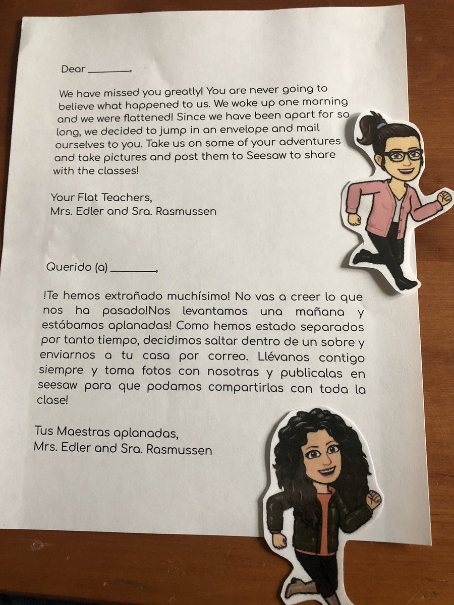 Flat Mrs. Edler and 
Flat Sra. Rasmussen are ready for some new adventures! <a href="/marbrkprincipal/">Melissa Phillips</a> @DanaFarrior #GoMarbrookDolphins