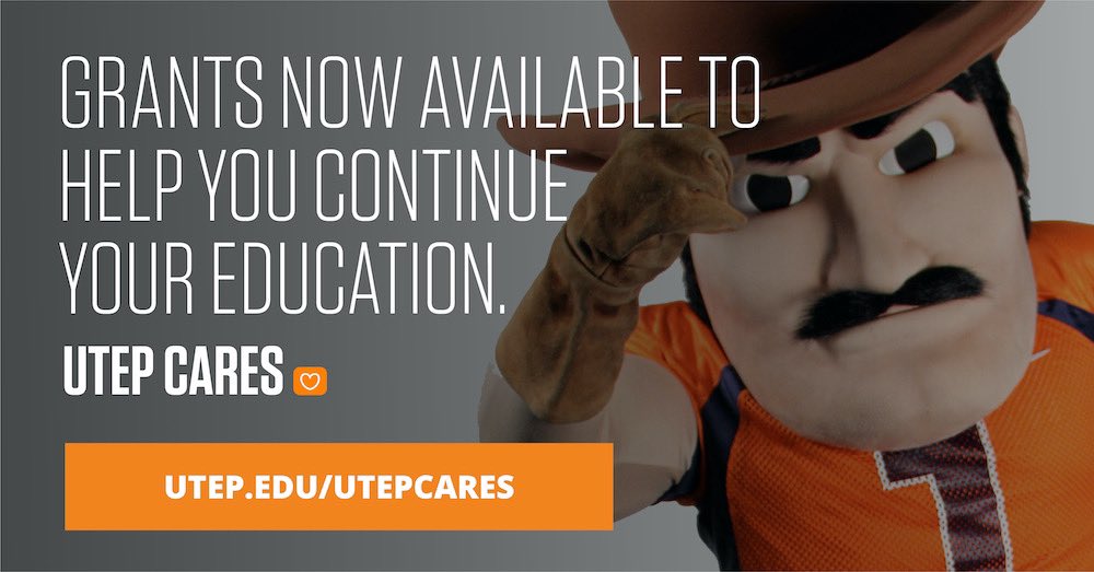 utepgetinvolved's tweet image. If you need financial assistance to continue your UTEP journey, we can help.

Apply for emergency funds to help you pay rent, utilities, medical bills, food and other necessities. Your focus should be on school, not your bills.

Learn more at utep.edu/utepcares.