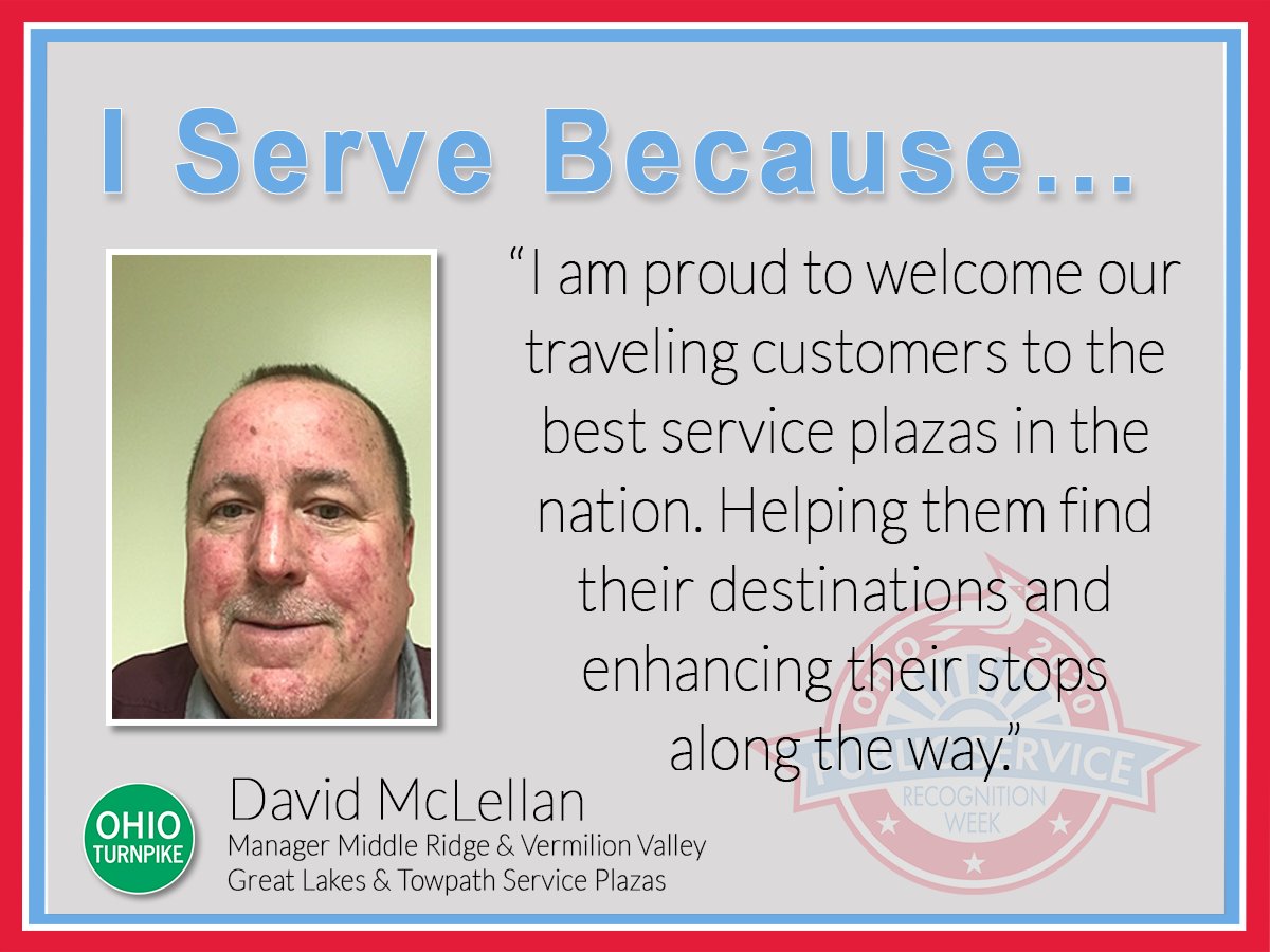 OhioTurnpike's tweet photo. As #PublicServiceRecognitionWeek comes to an end, we would like to thank our amazing team of public servants at the #OHTPK. Your dedication and commitment truly make the #OHTPK #ABetterWayToTravel! #TurnpikeProud #PSRW #IServeBecause https://t.co/DGf7OB3VCB