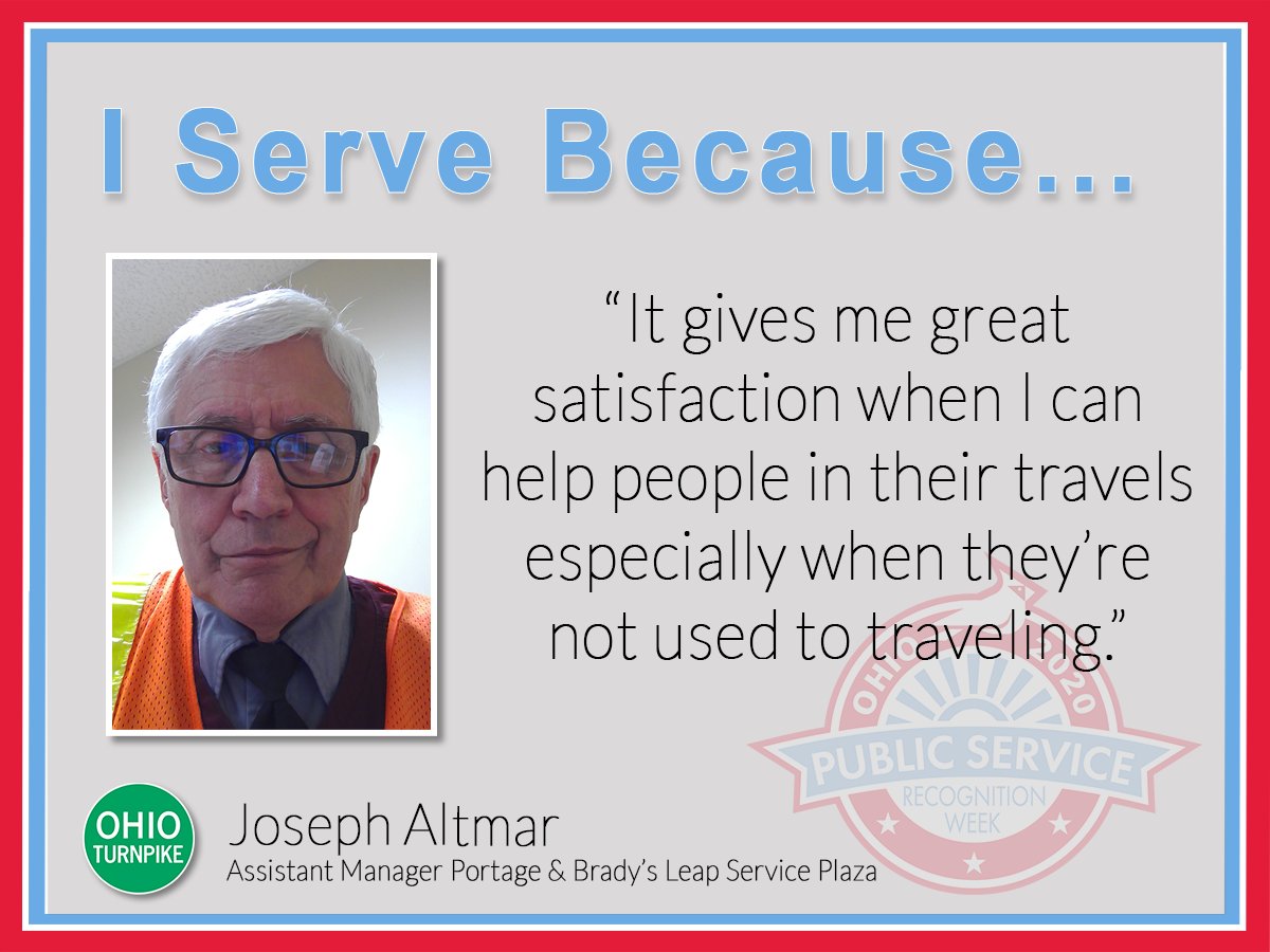 OhioTurnpike's tweet photo. As #PublicServiceRecognitionWeek comes to an end, we would like to thank our amazing team of public servants at the #OHTPK. Your dedication and commitment truly make the #OHTPK #ABetterWayToTravel! #TurnpikeProud #PSRW #IServeBecause https://t.co/DGf7OB3VCB