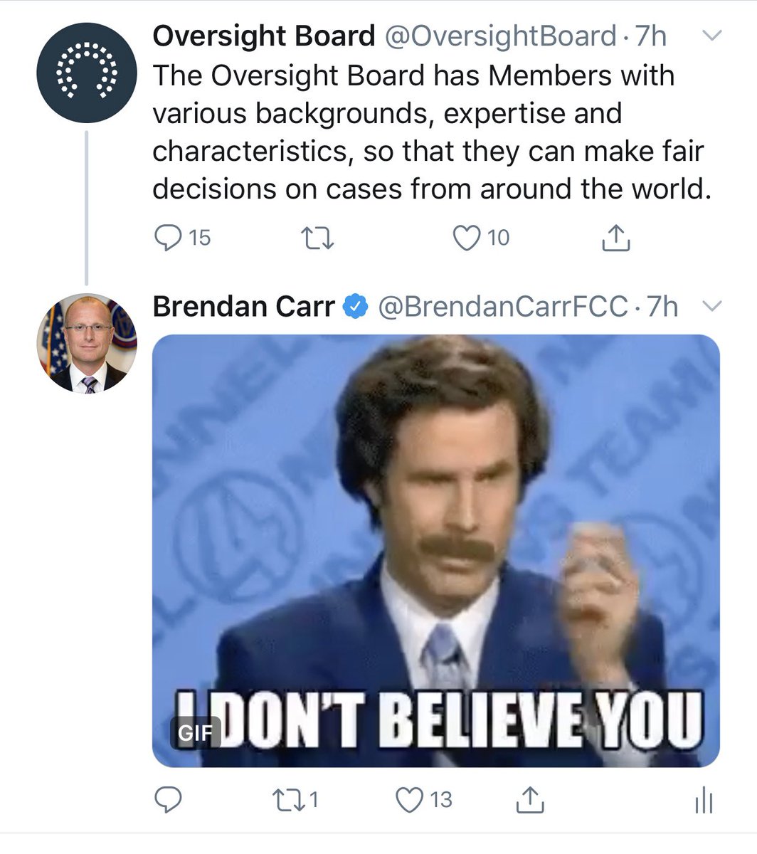 12. The new Facebook  @OversightBoard deleted their tweet after I posted this reply. So now you can longer view my tweet at all on their timeline.It would appear things are off to a good start in terms of their tolerance and support for free expression.