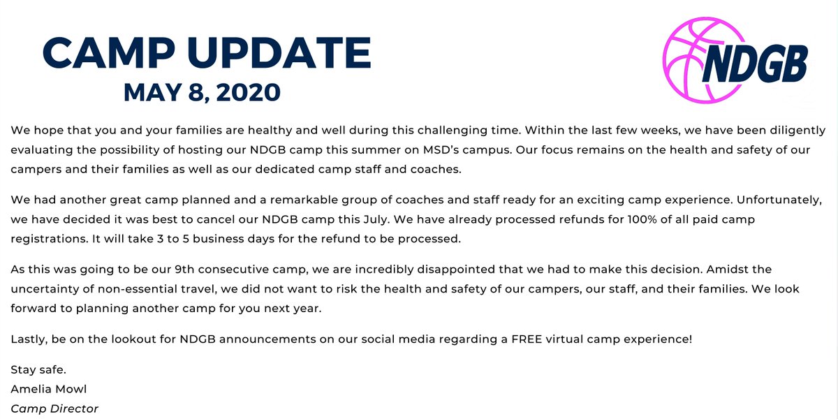 2020 Camp Announcement: