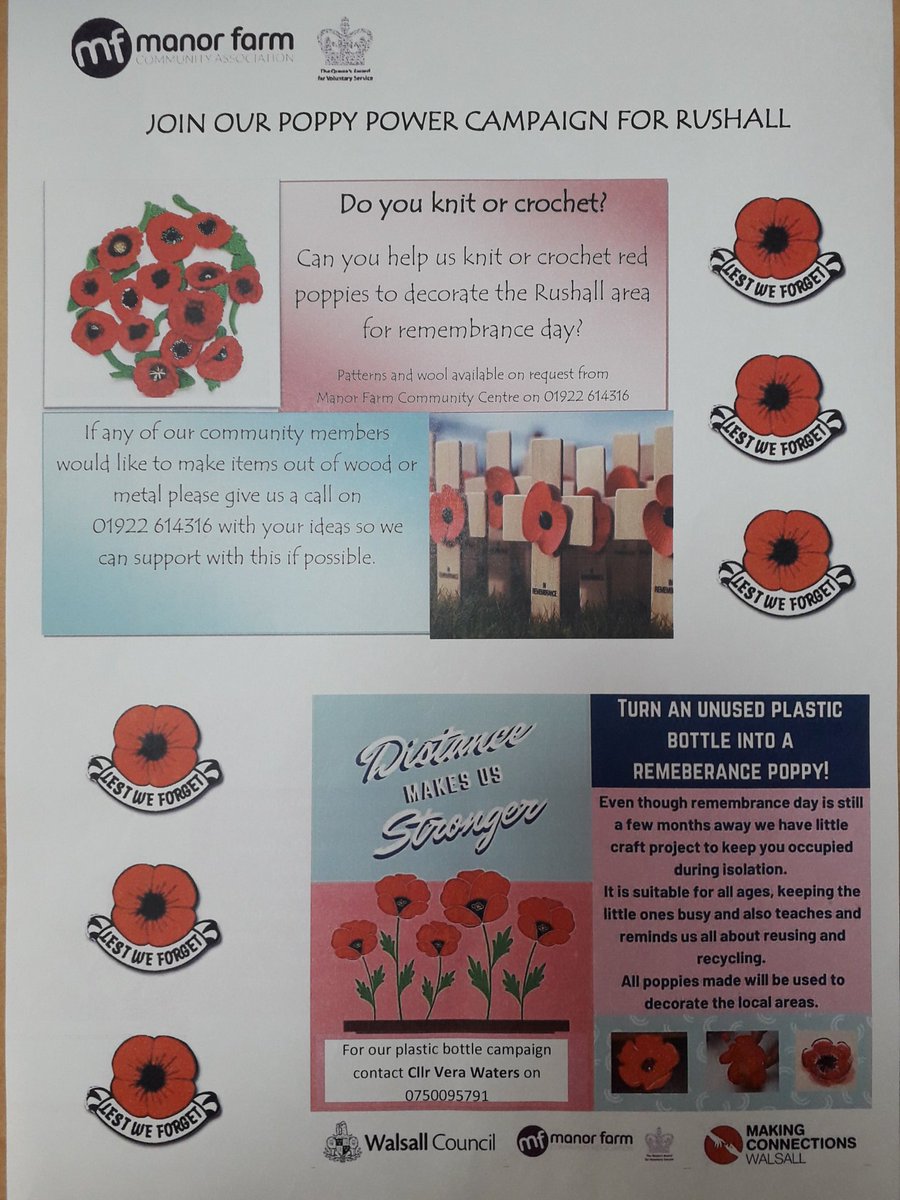 Great day to relaunch our poppy appeal. Get knitting or creative during lockdown. Call us to be involved, be proud!