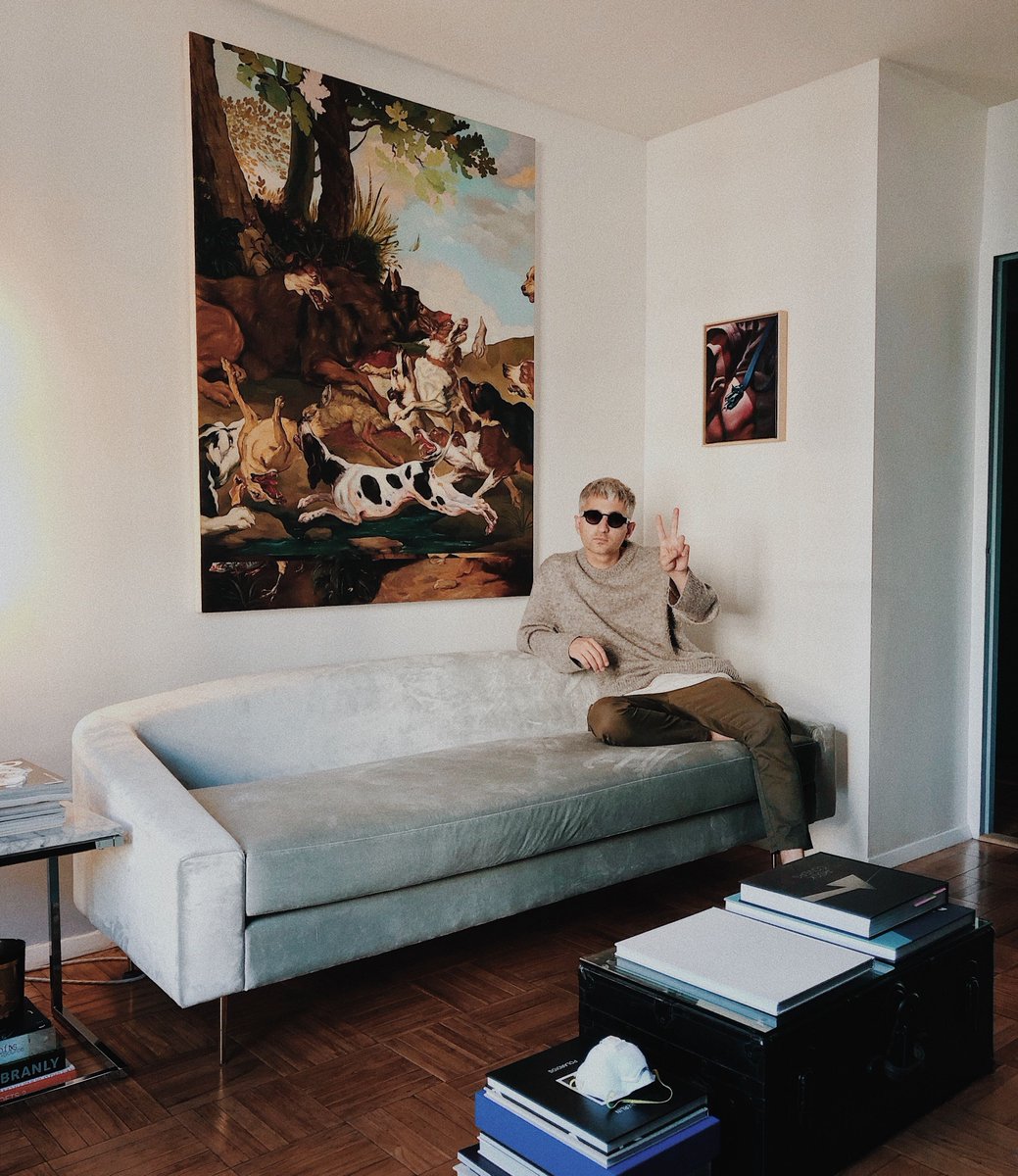 LA photographer Steven Taylor @steventaylor having a solitary portrait moment in his West Hollywood home office. Shop the #KREWEathome looks: bit.ly/krewe-at-home