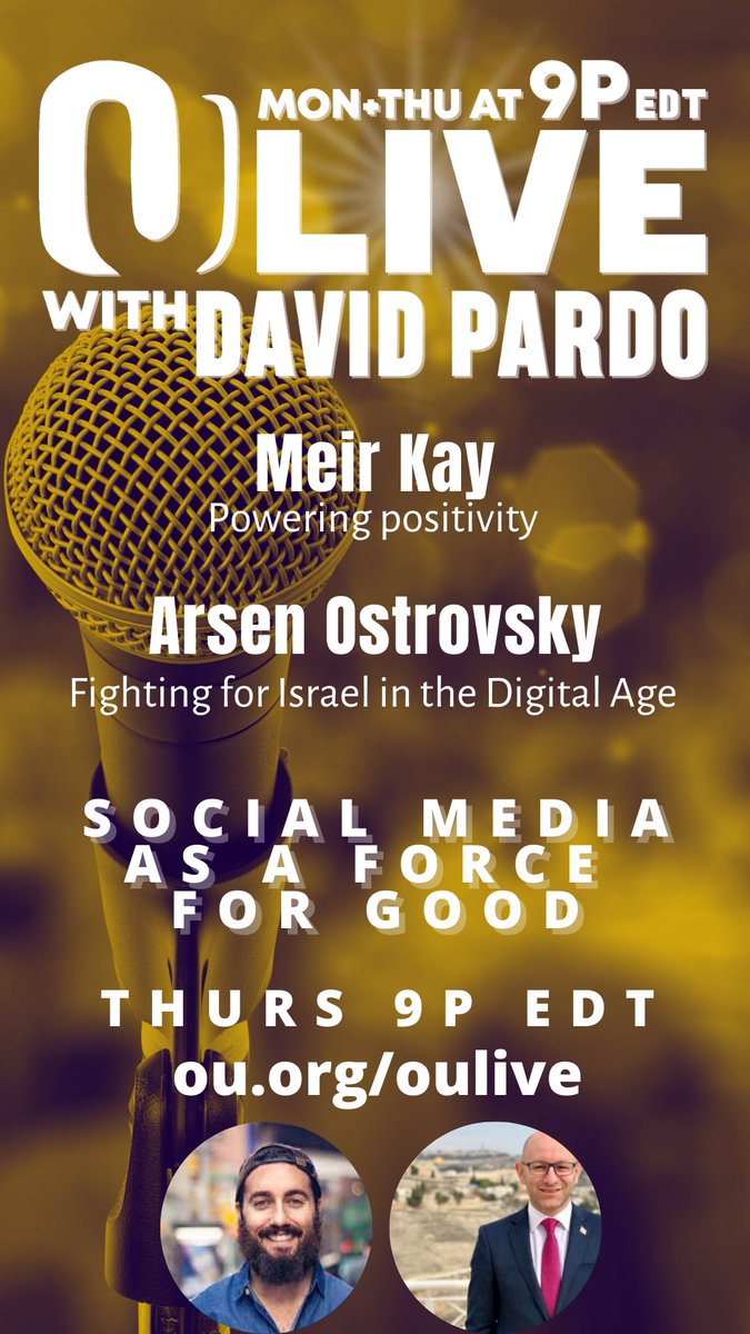Ostrov_A's tweet photo. Don't worry, I'm not lecturing on this week's parashah (though just FYI, it's 'Parashat Emor').
Though did have great conversation with @OrthodoxUnion's @pardo_, on his program #OULive, about 'Fighting for Israel in the Digital Age'.
You can listen here: https://t.co/LxtE6wd0sK https://t.co/pyfZDs2mrG