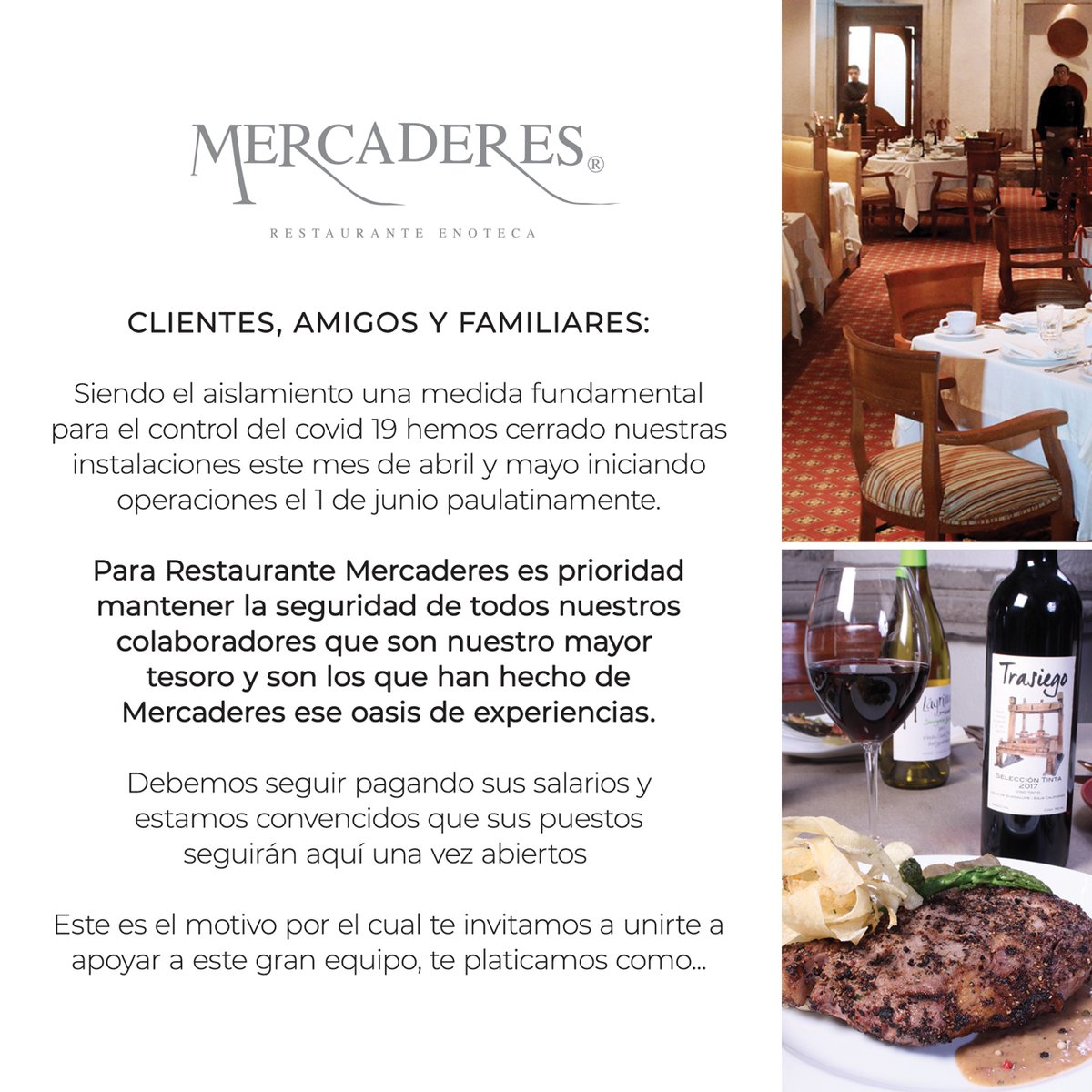 _mercaderes_'s tweet photo. Para nosotros es prioridad mantener la seguridad de todos nuestros colaboradores que son nuestro mayor tesoro y son los que han hecho de Mercaderes ese oasis de experiencias.
Adquiere tu membresía, así apoyas a nuestro equipo y a cada una de sus familias 💕 #GraciasPorAyudarnos https://t.co/PsHeQHOiFC