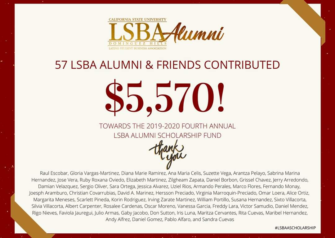 lsbaalumni's tweet photo. LSBA Alumni setting the standards once again. 57 LSBA Alumni &amp; friends contributed $5,570 towards the 4th Annual LSBA Alumni Scholarship Fund. More than last year's amount! 
Another reason why LSBA Alumni remain strong as ever!  #LSBAAScholarship #LSBAAlumni https://t.co/HlvphiFQez