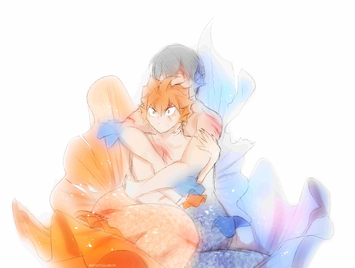 They cuddle so aggressively they get injured, they're betta fish, that stuff is pretty normal :))
#kagehina #影日 