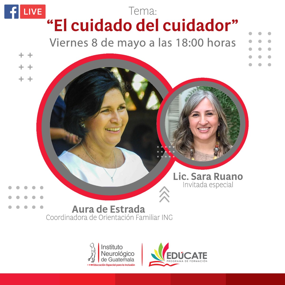 #ElAprendizajeNoSeDetiene les esperamos hoy en el #FacebookLive "Cuidados del cuidador" a las 6 de la tarde. Contaremos con la participación de la Licenciada Sara Ruano, Directora Ejecutiva de #ASOCRIGUA
Ingresa en bit.ly/2YFYu8X