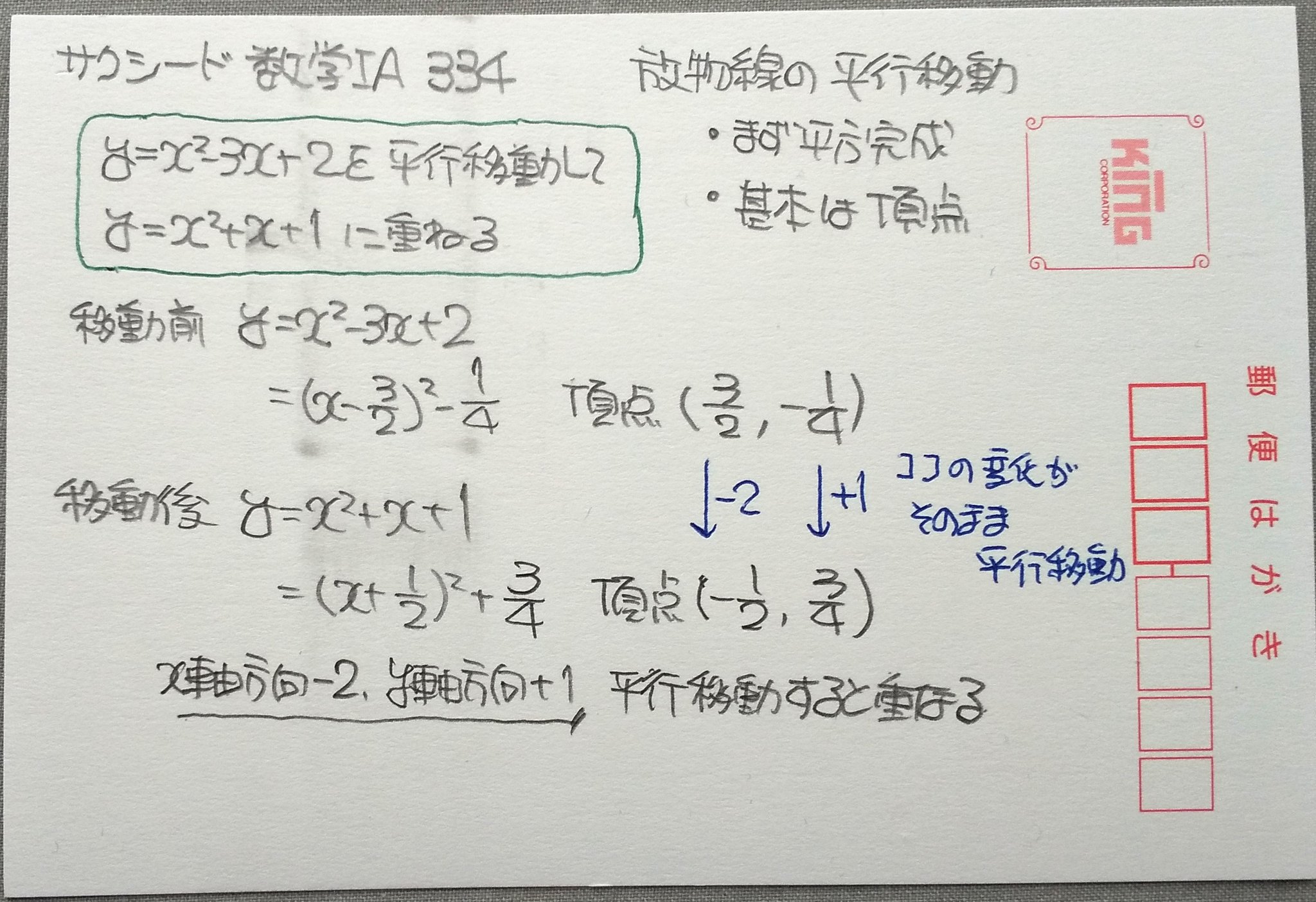 原田 浩明 Sサクシード016 放物線の平行移動 高校 数学 二次関数 平行移動 休校 T Co 285r1hqg8v Twitter