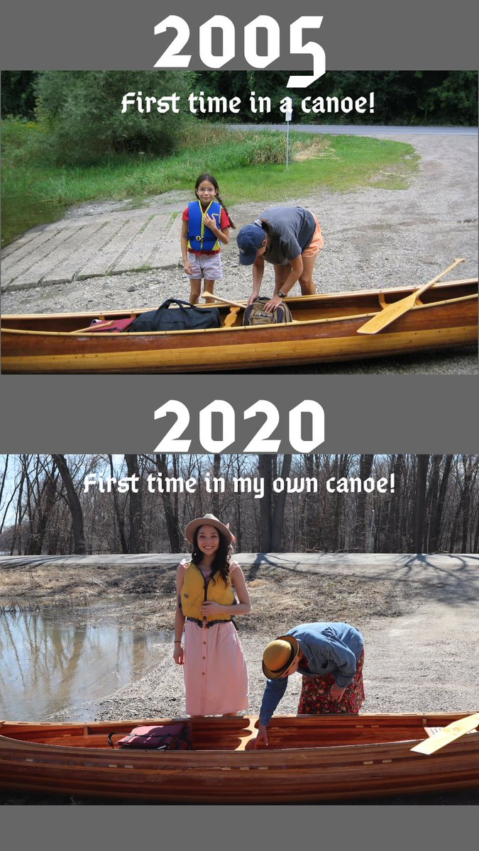 Aight while we're on heartwarming aunt pics (I spent summers living with my aunt and uncle and we'd go wilderness canoe camping in the Adirondacks in homebuilt canoes because they are the coolest.) Felt the need to recreate this pic the day of my canoe's maiden voyage 