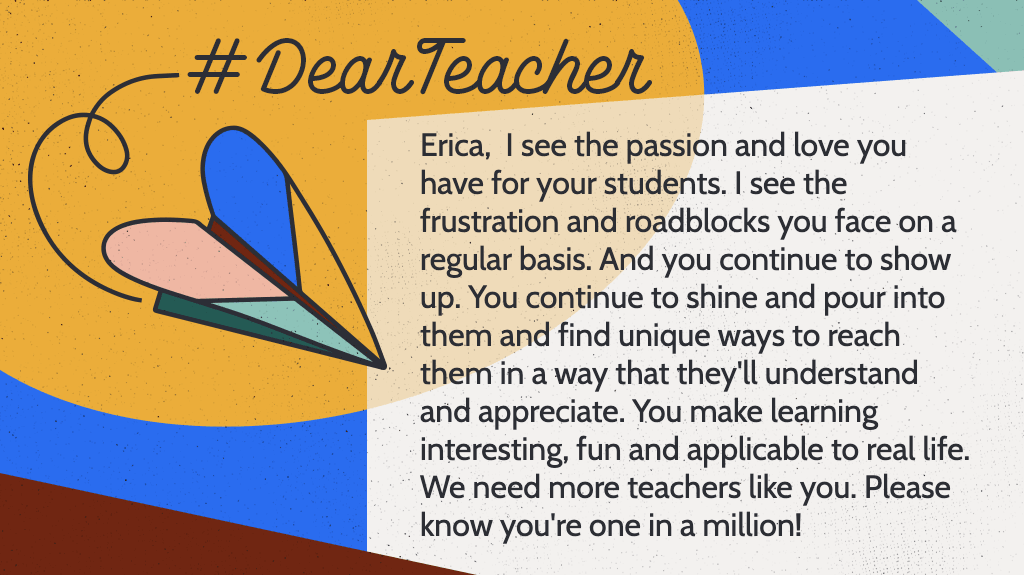 DivaMDGarrett's tweet photo. #DearTeachers, this Teacher Appreciation Week and always, I'm so grateful for all you do! A special shout out to my dear friend Erica of @OkraSoupTruth https://t.co/Csfz3m0Eyt