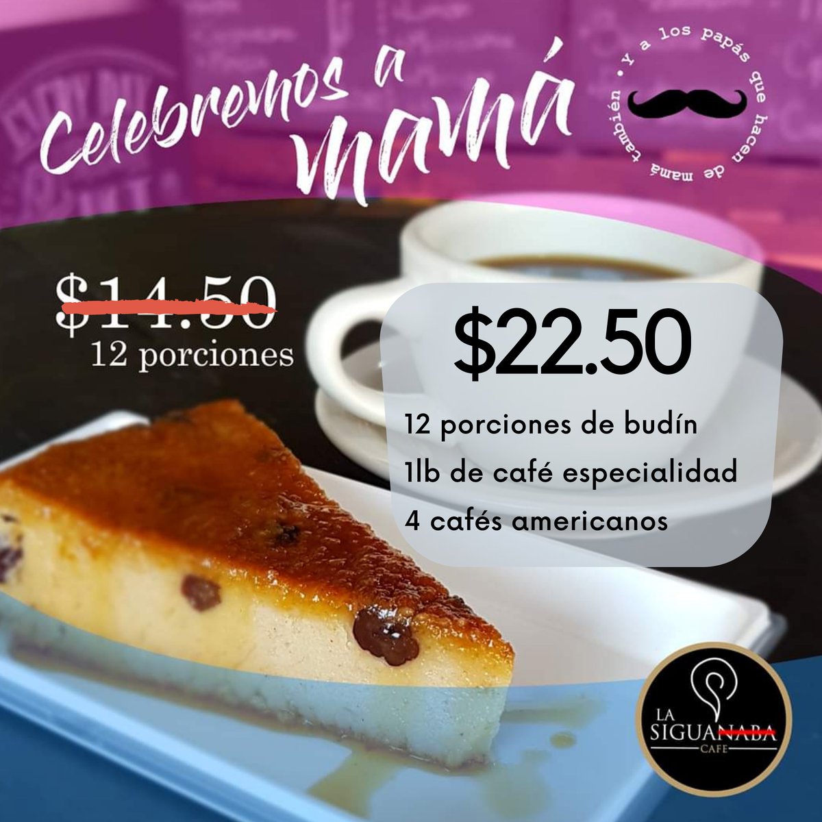 lasiguacafe's tweet photo. el bicho del photoshop anduvo por aquí.

Incluye:
• Budín de 12 porciones
• 1lb de cafe Borbón de especialidad
• 4 cafés americanos  

Pídelo con 24hrs de anticipación para tener un budin fresquito, delivery disponible.

#ConsumeLocalsv https://t.co/rrKHiliDzP