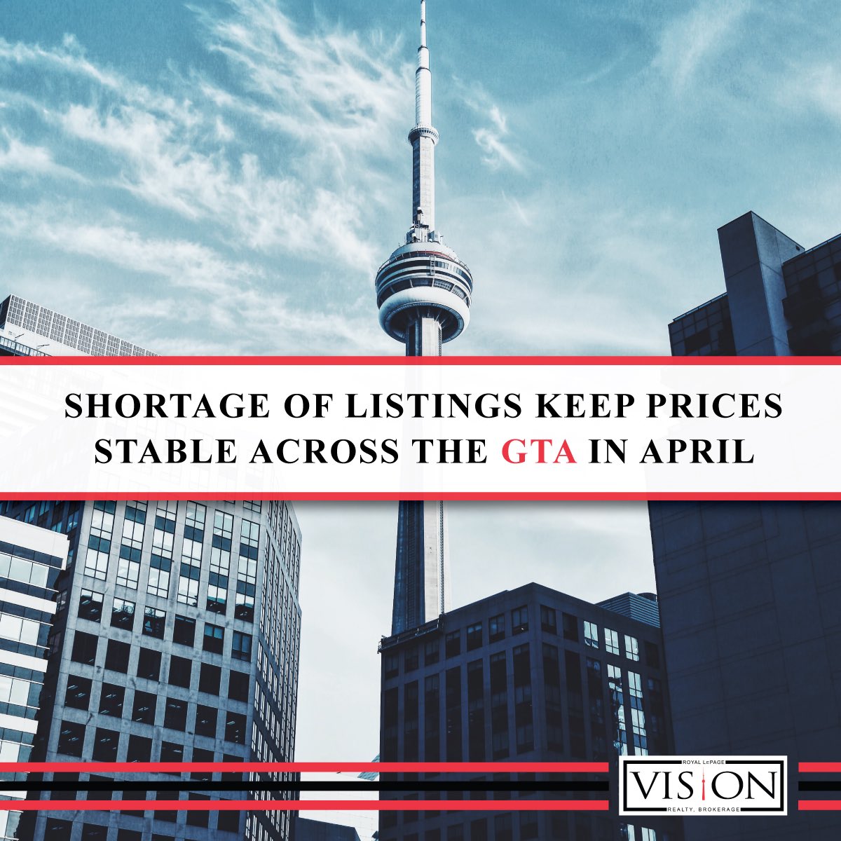 RLPvision's tweet photo. Thanks to very low inventory and motivated buyers, prices stayed relatively stable across the Greater #Toronto Area in April according to the @TheReal_TRREB
Read the full @RLPvision Report here: https://t.co/SCBQJdTP3a
#realestate #toronto #homesforsale #rlpvision https://t.co/EWi7LI8HR5