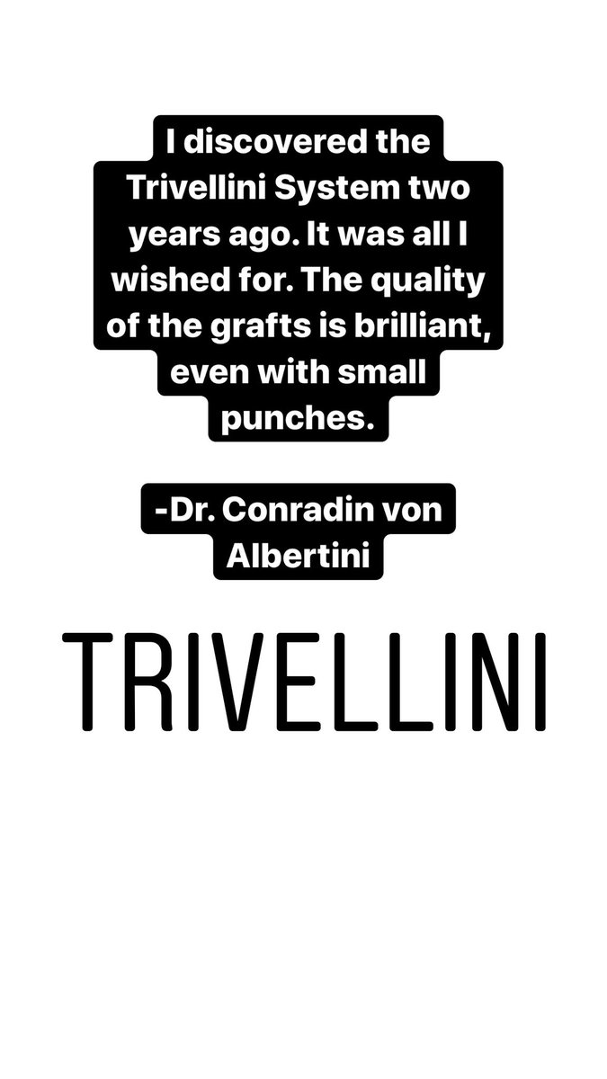TrivelliniT's tweet photo. Testimonial from Doctor Conradin von Albertini. 

#punch #fue #trivellinisystem #trivellinitech #fuesurgery #hairtransplant #hairtransplantsurgery https://t.co/ItHi59kAWx
