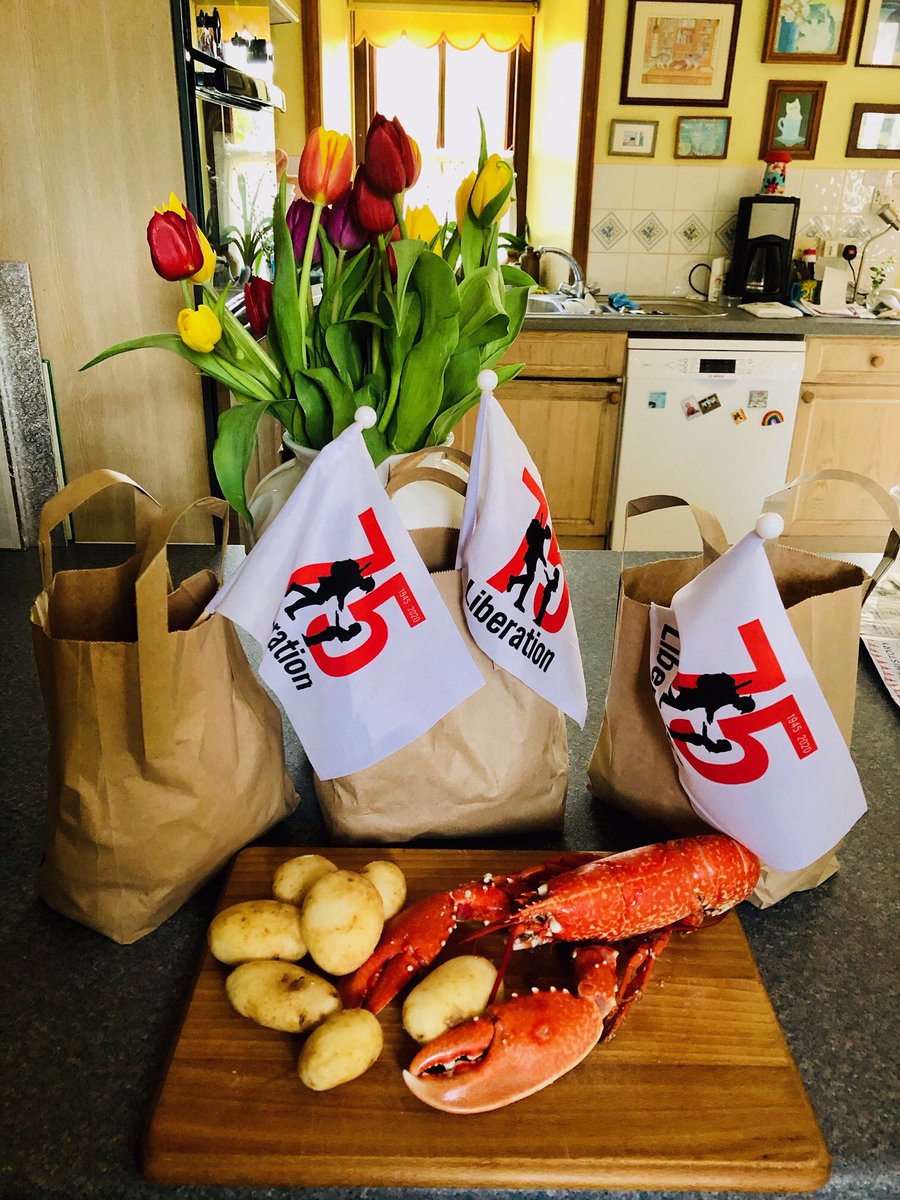Visited Maison Cabot today with Andy Hibbs, Des Hinault &amp; Steve Gallichan to deliver everyone a cooked lobster &amp; a bag of new potatoes to celebrate #Liberation75 bonne appetite to you all <a href="/ParishTrinity/">Parish of Trinity</a>